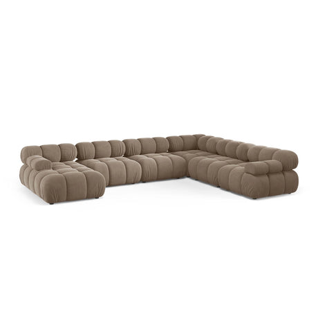 Bellis Modulares 8-Sitzer Panoramasofa, Rechte Seite, aus Samt in Cappuccino (Bluvel 40), 376x282 cm von Micadoni – Bild 1