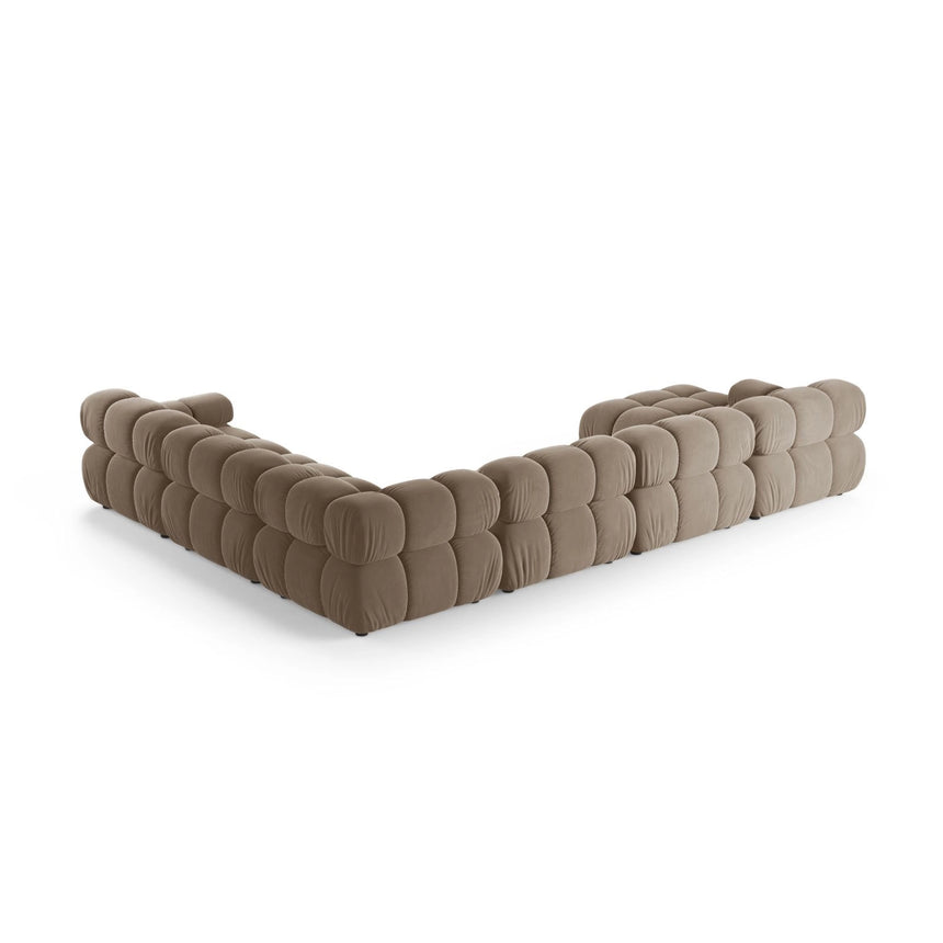 Bellis Modulares 8-Sitzer Panoramasofa, Rechte Seite, aus Samt in Cappuccino (Bluvel 40), 376x282 cm von Micadoni – Bild 3
