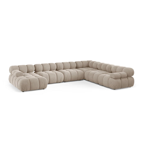 Bellis Modulares 8-Sitzer Panoramasofa, Rechte Seite, aus Samt in Dunkelbeige (Bluvel 30), 376x282 cm von Micadoni – Bild 1