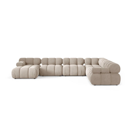 Bellis Modulares 8-Sitzer Panoramasofa, Rechte Seite, aus Samt in Dunkelbeige (Bluvel 30), 376x282 cm von Micadoni – Bild 2