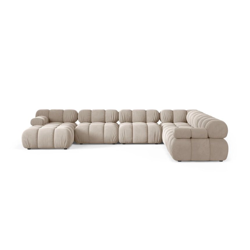 Bellis Modulares 8-Sitzer Panoramasofa, Rechte Seite, aus Samt in Dunkelbeige (Bluvel 30), 376x282 cm von Micadoni – Bild 2
