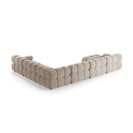 Bellis Modulares 8-Sitzer Panoramasofa, Rechte Seite, aus Samt in Dunkelbeige (Bluvel 30), 376x282 cm von Micadoni – Bild 3