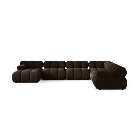 Bellis Modulares 8-Sitzer Panoramasofa, Rechte Seite, aus Samt in Dunkelbraun (Bluvel 48), 376x282 cm von Micadoni – Bild 2
