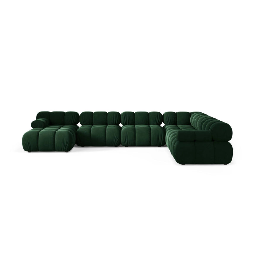 Bellis Modulares 8-Sitzer Panoramasofa, Rechte Seite, aus Samt in Flaschengrün (Bluvel 78), 376x282 cm von Micadoni – Bild 2