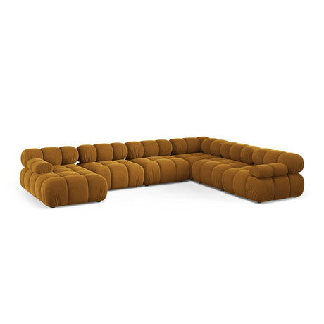 Bellis Modulares 8-Sitzer Panoramasofa, Rechte Seite, aus Samt in Gelb (Bluvel 68), 376x282 cm von Micadoni – Bild 1