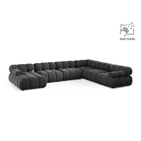 Bellis Modulares 8-Sitzer Panoramasofa, Rechte Seite, aus Samt in Grau (Venus 2930), 376x282 cm von Micadoni – Bild 1