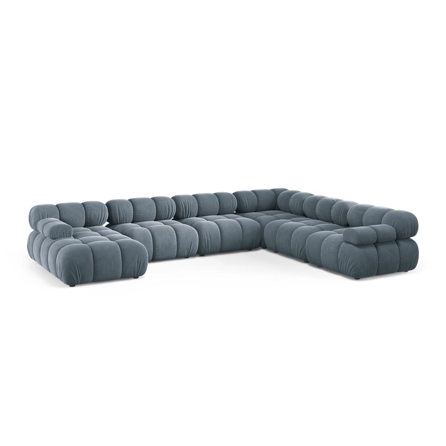 Bellis Modulares 8-Sitzer Panoramasofa, Rechte Seite, aus Samt in Hellblau (Bluvel 06), 376x282 cm von Micadoni – Bild 1