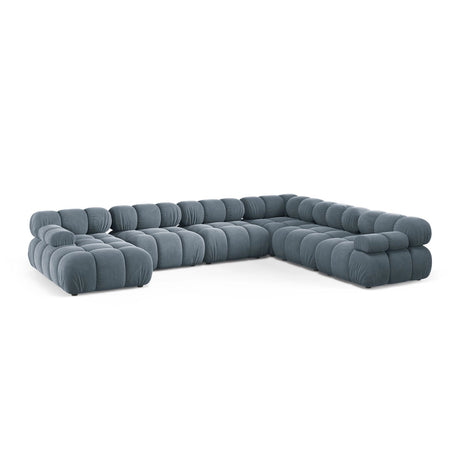 Bellis Modulares 8-Sitzer Panoramasofa, Rechte Seite, aus Samt in Hellblau (Bluvel 06), 376x282 cm von Micadoni – Bild 1