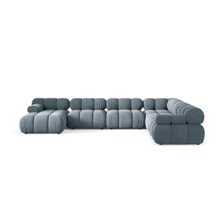 Bellis Modulares 8-Sitzer Panoramasofa, Rechte Seite, aus Samt in Hellblau (Bluvel 06), 376x282 cm von Micadoni – Bild 2