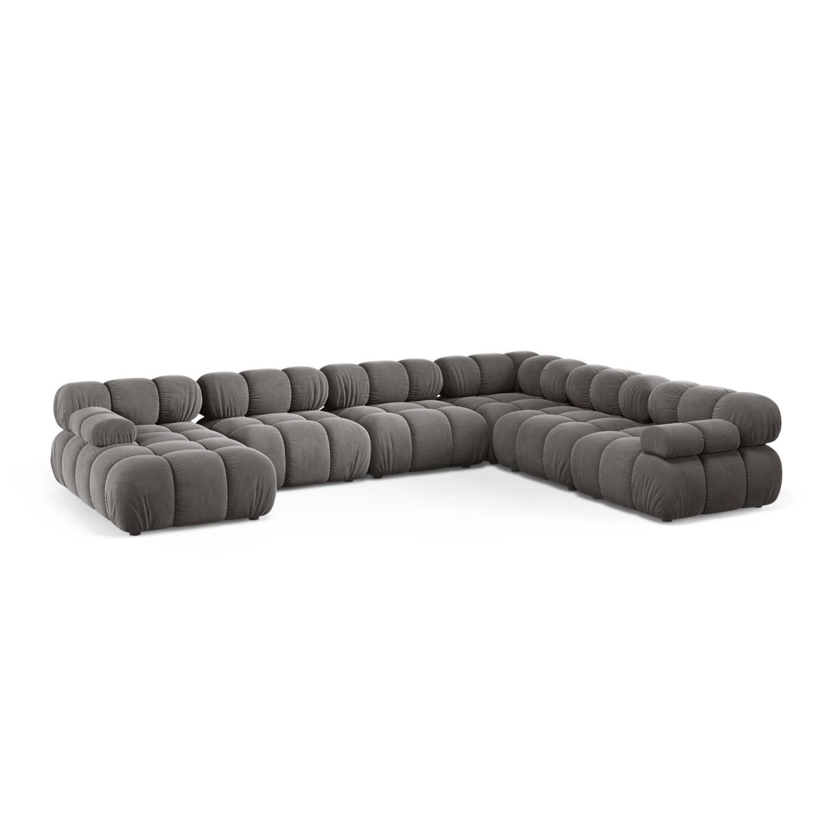 Bellis Modulares 8-Sitzer Panoramasofa, Rechte Seite, aus Samt in Hellgrau (Bluvel 13), 376x282 cm von Micadoni – Bild 1