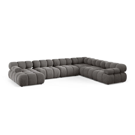 Bellis Modulares 8-Sitzer Panoramasofa, Rechte Seite, aus Samt in Hellgrau (Bluvel 13), 376x282 cm von Micadoni – Bild 1
