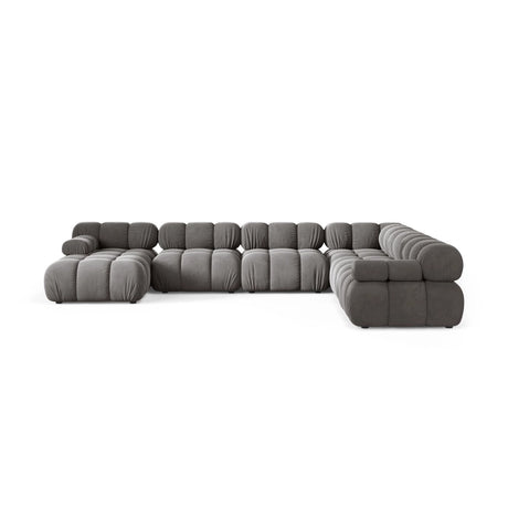 Bellis Modulares 8-Sitzer Panoramasofa, Rechte Seite, aus Samt in Hellgrau (Bluvel 13), 376x282 cm von Micadoni – Bild 2