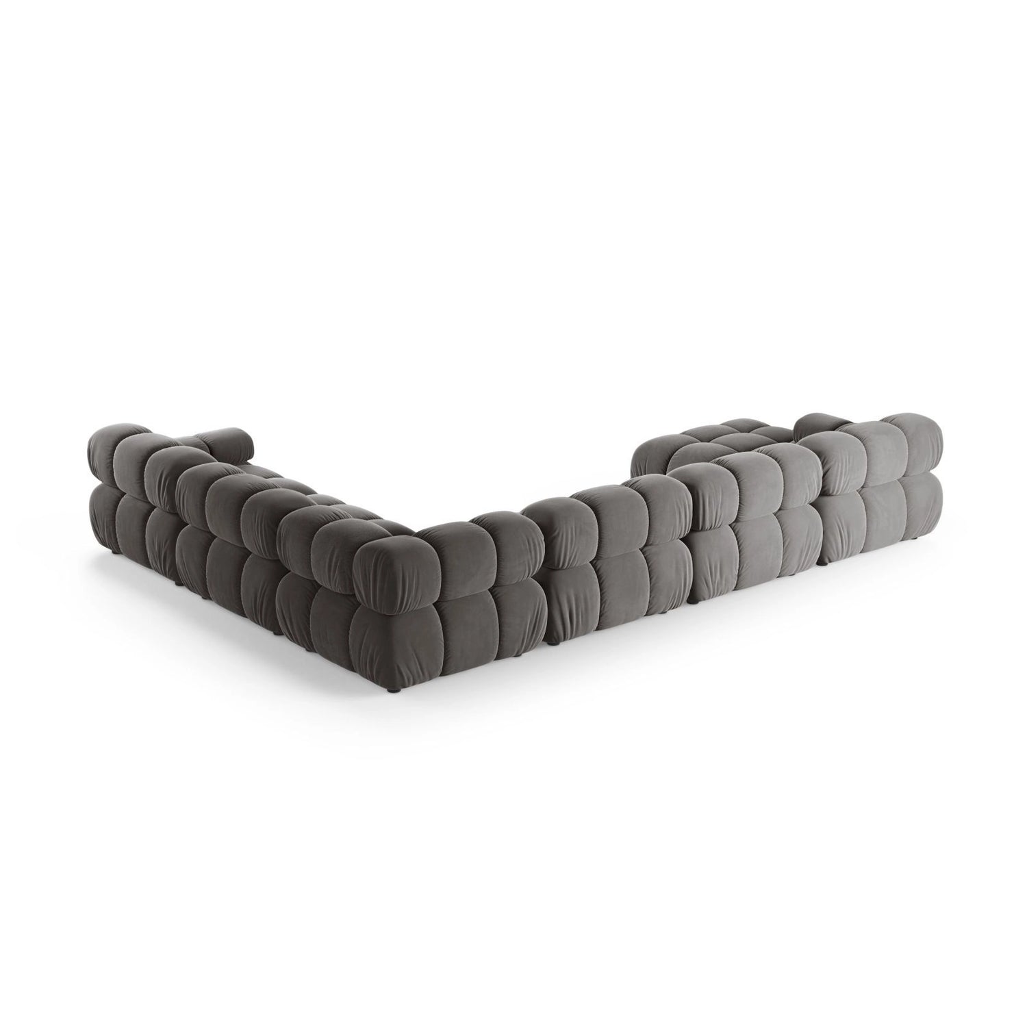 Bellis Modulares 8-Sitzer Panoramasofa, Rechte Seite, aus Samt in Hellgrau (Bluvel 13), 376x282 cm von Micadoni – Bild 3