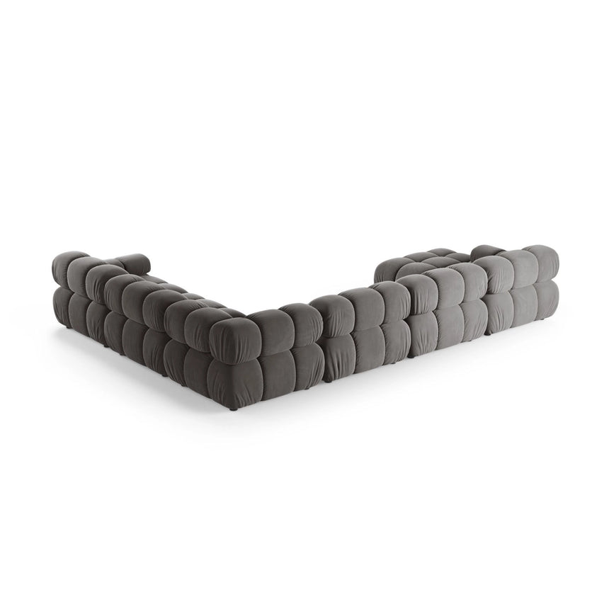 Bellis Modulares 8-Sitzer Panoramasofa, Rechte Seite, aus Samt in Hellgrau (Bluvel 13), 376x282 cm von Micadoni – Bild 3
