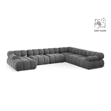 Bellis Modulares 8-Sitzer Panoramasofa, Rechte Seite, aus Samt in Hellgrau (Venus 2929), 376x282 cm von Micadoni – Bild 1
