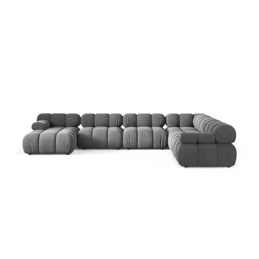 Bellis Modulares 8-Sitzer Panoramasofa, Rechte Seite, aus Samt in Hellgrau (Venus 2929), 376x282 cm von Micadoni – Bild 2