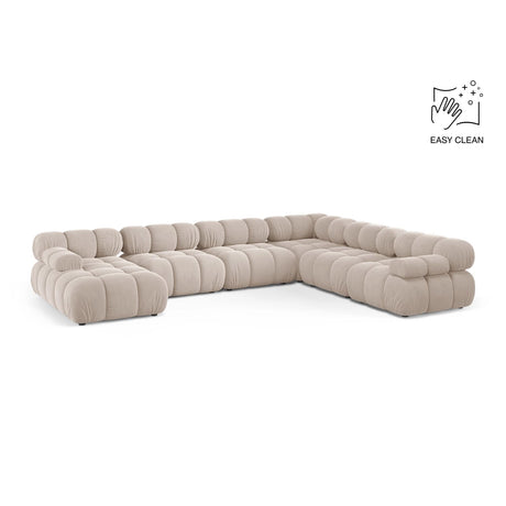 Bellis Modulares 8-Sitzer Panoramasofa, Rechte Seite, aus Samt in Leichtes Beige (Venus 2927), 376x282 cm von Micadoni – Bild 1