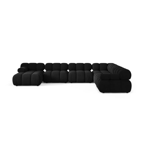 Bellis Modulares 8-Sitzer Panoramasofa, Rechte Seite, aus Samt in Schwarz (Bluvel 19), 376x282 cm von Micadoni – Bild 2