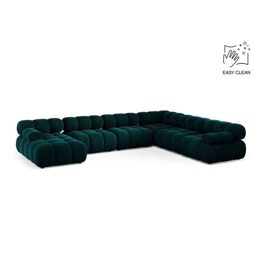 Bellis Modulares 8-Sitzer Panoramasofa, Rechte Seite, aus Samt in Tiefes Petrol (Venus 2911), 376x282 cm von Micadoni – Bild 1