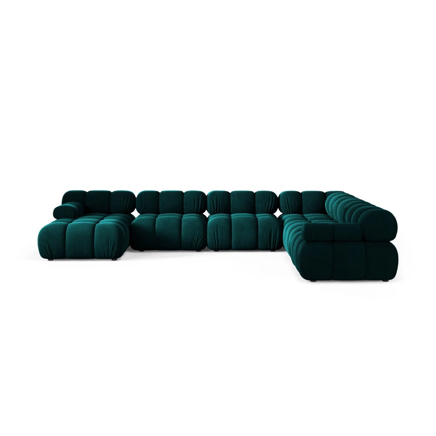 Bellis Modulares 8-Sitzer Panoramasofa, Rechte Seite, aus Samt in Tiefes Petrol (Venus 2911), 376x282 cm von Micadoni – Bild 2