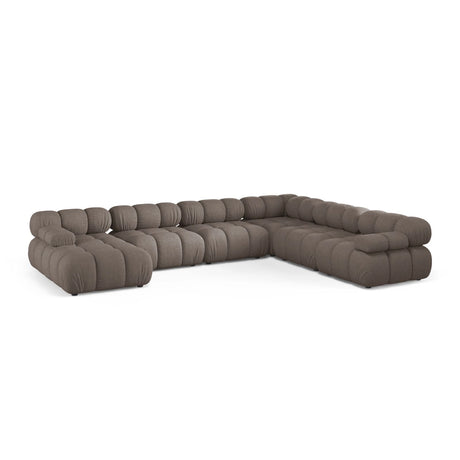 Bellis Modulares 8-Sitzer Panoramasofa, Rechte Seite, aus Strukturierter Stoff in Cappuccino (Liberty 5), 376x282 cm von Micadoni – Bild 1