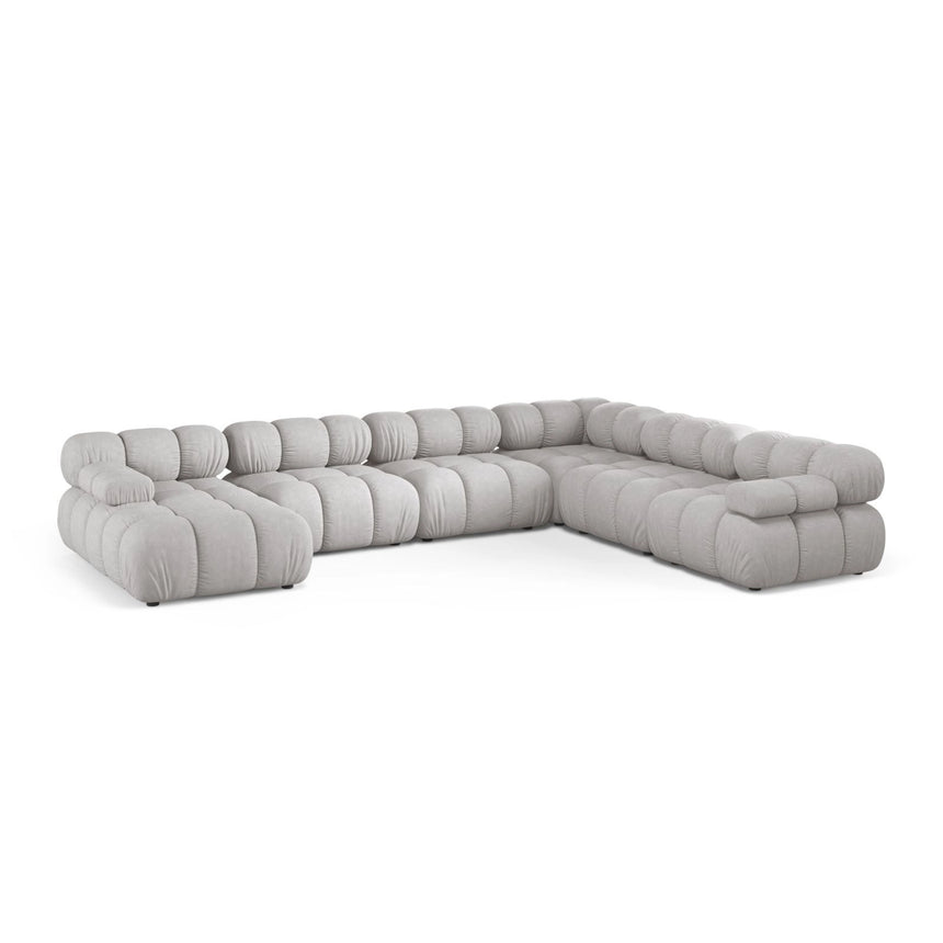 Bellis Modulares 8-Sitzer Panoramasofa, Rechte Seite, aus Strukturierter Stoff in Hellgrau (Liberty 18), 376x282 cm von Micadoni – Bild 1