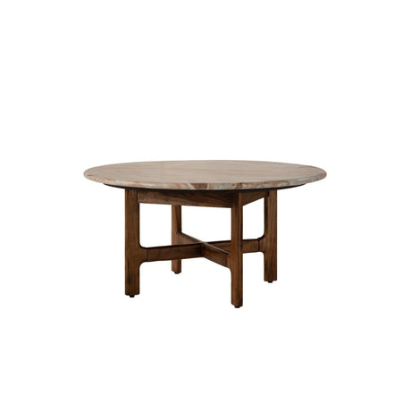 Bia Couchtisch aus Akazienholz mit Marmorplatte Hellbraun, 80x80x40 cm von Micadoni – Produktbild 1