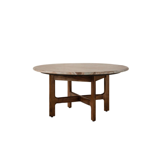 Bia Couchtisch aus Akazienholz mit Marmorplatte Hellbraun, 80x80x40 cm von Micadoni – Produktbild 1