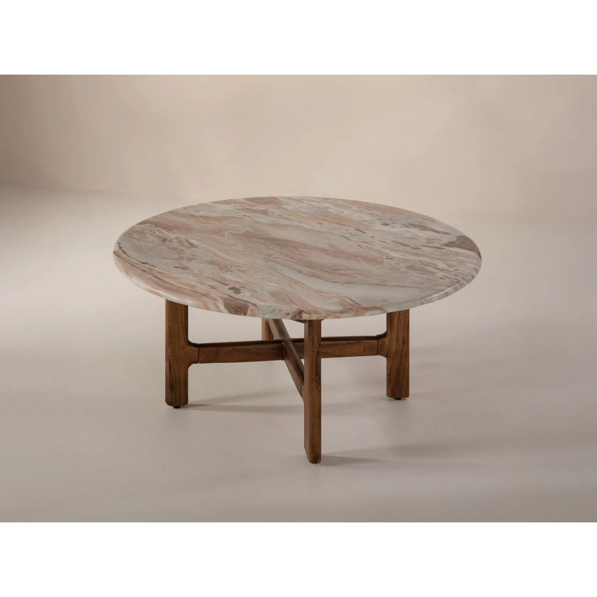 Bia Couchtisch aus Akazienholz mit Marmorplatte Hellbraun, 80x80x40 cm von Micadoni – Produktbild 5