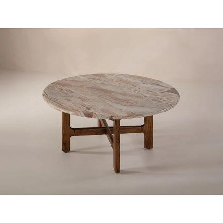 Bia Couchtisch aus Akazienholz mit Marmorplatte Hellbraun, 80x80x40 cm von Micadoni – Produktbild 5