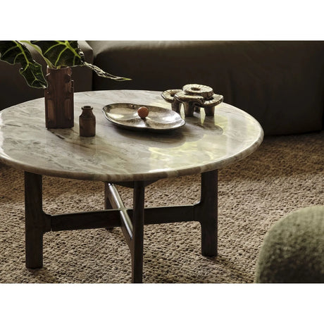 Bia Couchtisch aus Akazienholz mit Marmorplatte Hellbraun, 80x80x40 cm von Micadoni – Produktbild 8