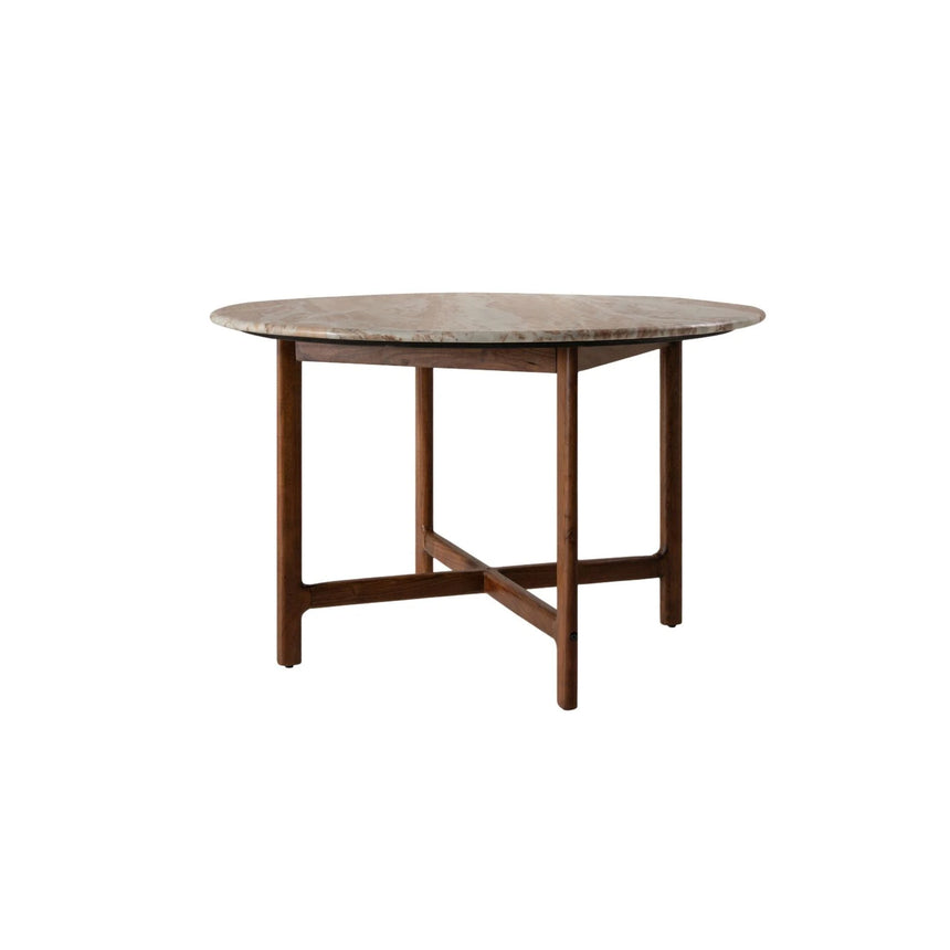 Bia Esstisch aus Akazienholz mit Marmorplatte Hellbraun, 120x120x76 cm von Micadoni – Produktbild 1