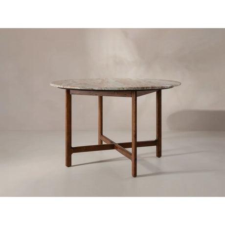 Bia Esstisch aus Akazienholz mit Marmorplatte Hellbraun, 120x120x76 cm von Micadoni – Produktbild 4