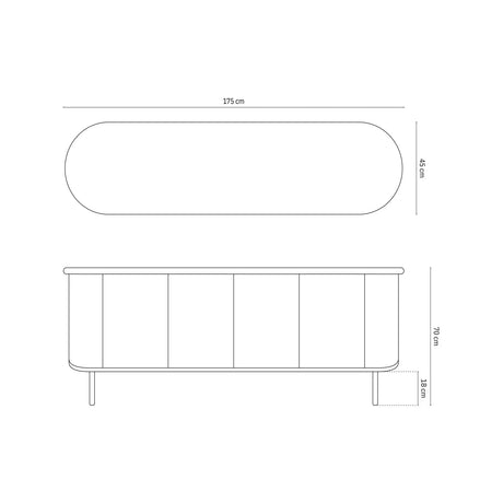 Bia Kommode aus Akazienholz Hellbraun, 175x45x70 cm von Micadoni – Produktbild 3