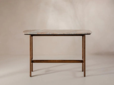 Bia Konsolentisch aus Akazienholz mit Marmorplatte Hellbraun, 120x45x76 cm von Micadoni – Produktbild 2