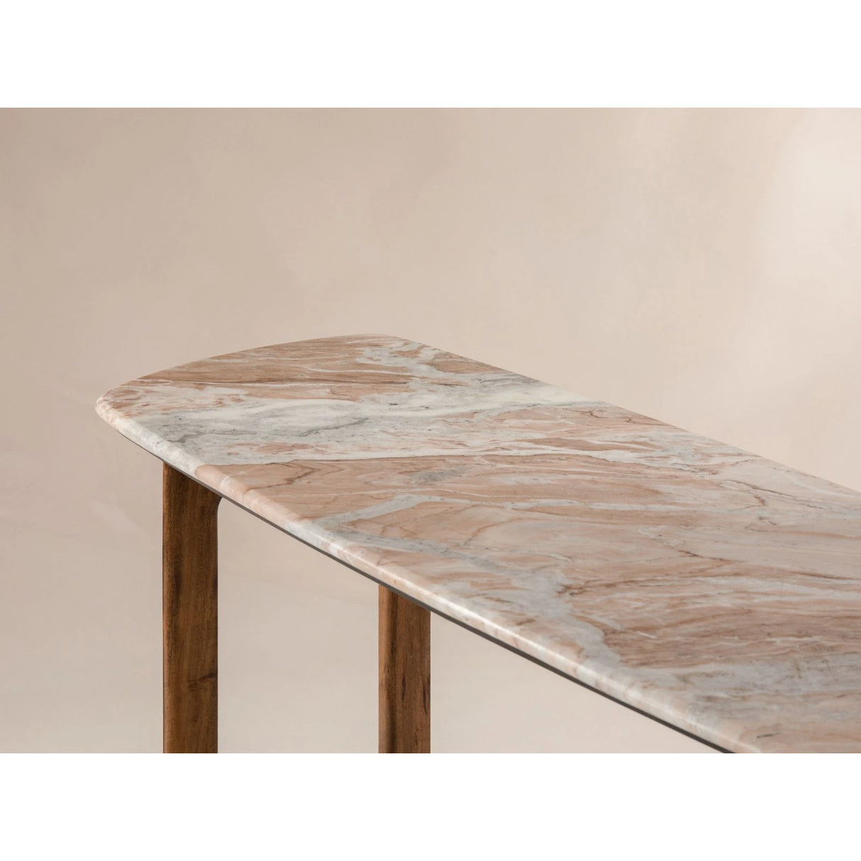 Bia Konsolentisch aus Akazienholz mit Marmorplatte Hellbraun, 120x45x76 cm von Micadoni – Produktbild 4