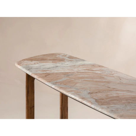 Bia Konsolentisch aus Akazienholz mit Marmorplatte Hellbraun, 120x45x76 cm von Micadoni – Produktbild 4