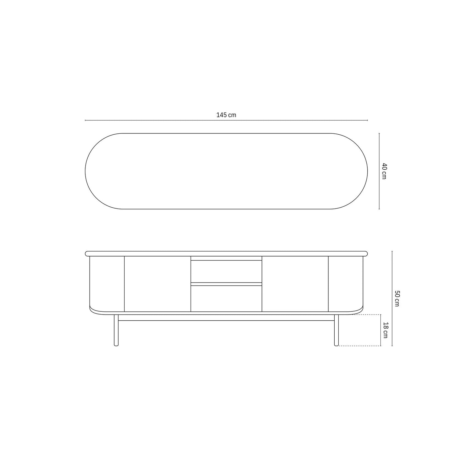 Bia TV-Schrank Hellbraun aus Akazienholz, 145x40x50 cm von Micadoni – Produktbild 2