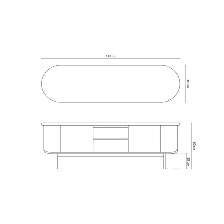 Bia TV-Schrank Hellbraun aus Akazienholz, 145x40x50 cm von Micadoni – Produktbild 2