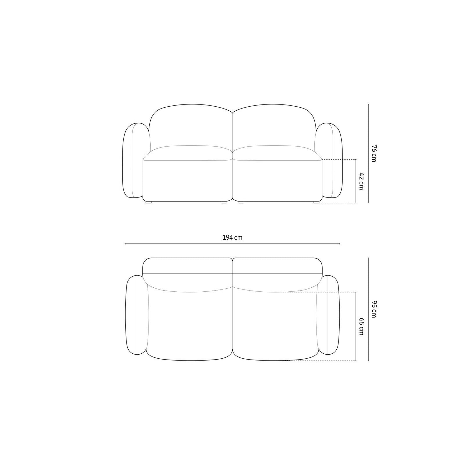 Blair 2-Sitzer Sofa aus Samt, Chenille oder Strukturstoff, 194x95 cm von Micadoni – Bild 2