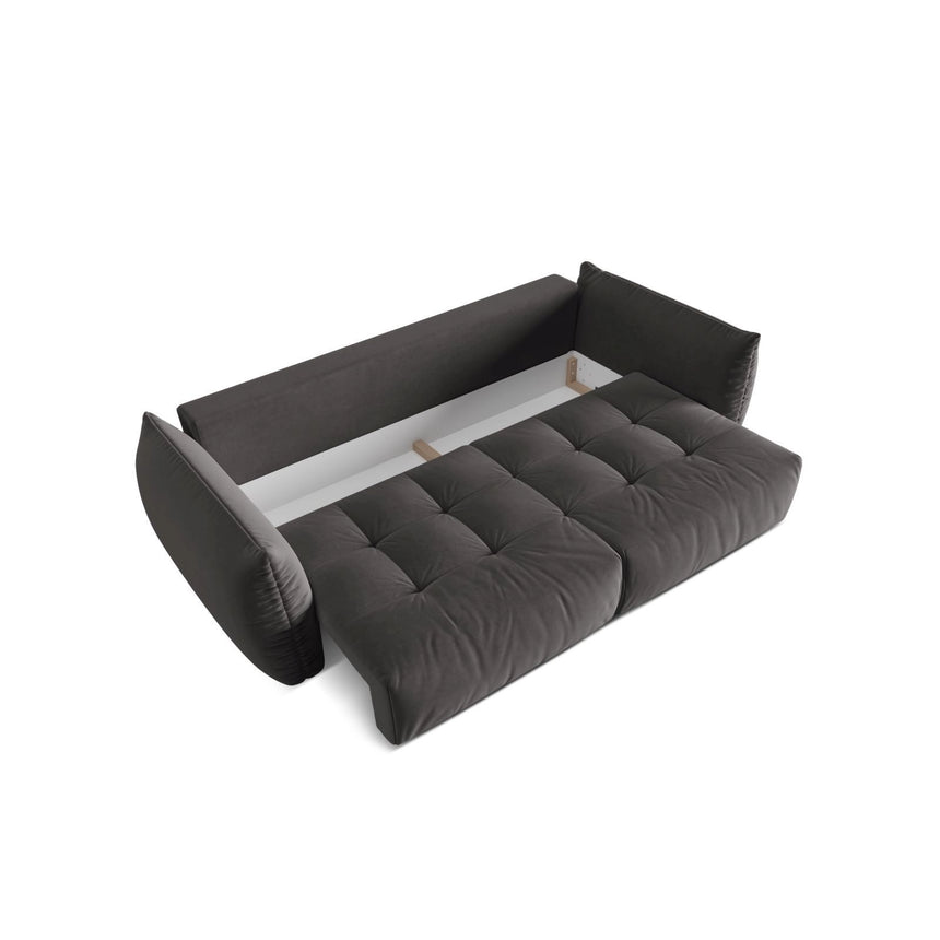 Bloom 3-Sitzer Sofa mit Schlaffunktion und Bettkasten aus Samt in Dunkelgrau (Casino Graphite), 250x108 cm von Micadoni – Bild 6