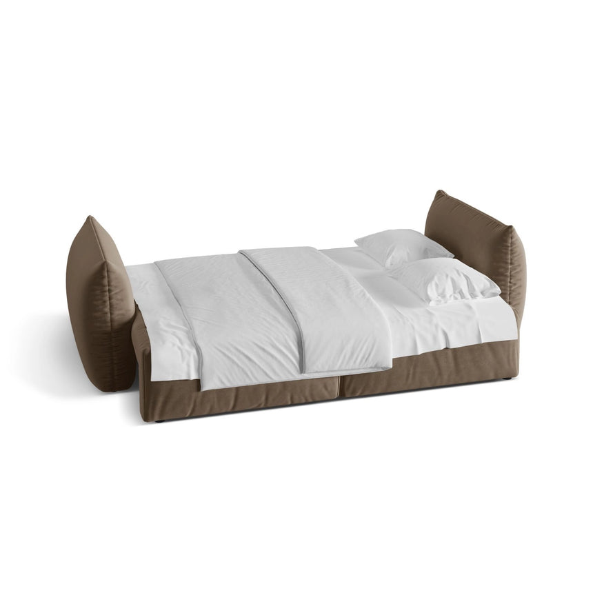 Bloom 3-Sitzer Sofa mit Schlaffunktion und Bettkasten aus Samt in Hellbraun (Casino Taupe), 250x108 cm von Micadoni – Bild 4