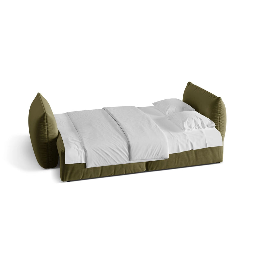 Bloom 3-Sitzer Sofa mit Schlaffunktion und Bettkasten aus Samt in Light Green (Casino Forest), 250x108 cm von Micadoni – Bild 4