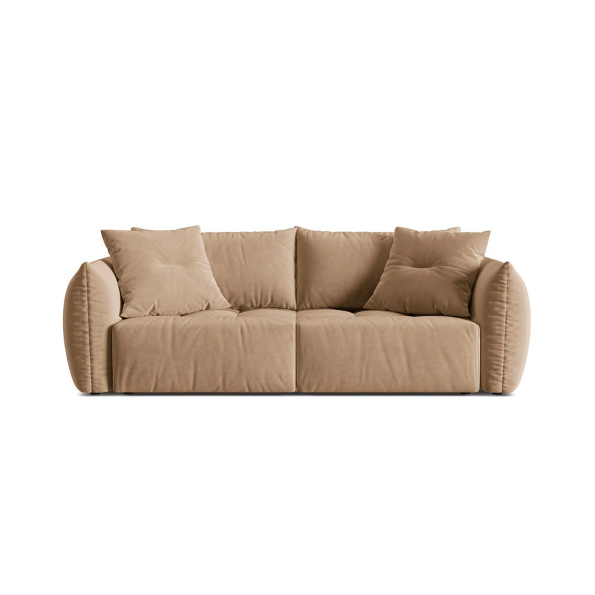 Bloom 3-Sitzer Sofa mit Schlaffunktion und Bettkasten aus Samt in Sand (Casino Lion), 250x108 cm von Micadoni – Bild 1