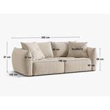 Bloom 3-Sitzer Sofa mit Schlaffunktion und Bettkasten aus Samt in Sand (Casino Lion), 250x108 cm von Micadoni – Bild 2