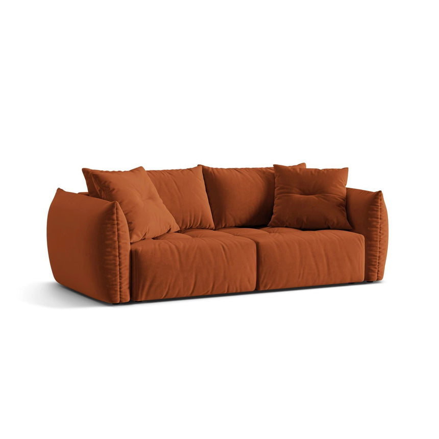 Bloom 3-Sitzer Sofa mit Schlaffunktion und Bettkasten aus Samt in Terrakotta (Casino Terracota), 250x108 cm von Micadoni – Bild 5
