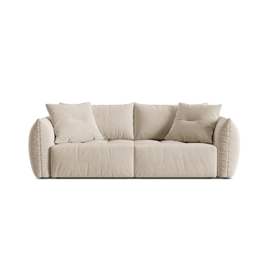 Bloom 3-Sitzer Sofa mit Schlaffunktion und Bettkasten aus Samt oder Strukturstoff, 250x108 cm von Micadoni – Bild 1