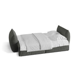 Bloom 3-Sitzer Sofa mit Schlaffunktion und Bettkasten aus Strukturierter Stoff in Dunkelgrau (Wind 89), 250x108 cm von Micadoni – Bild 3