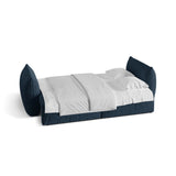 Bloom 3-Sitzer Sofa mit Schlaffunktion und Bettkasten aus Strukturierter Stoff in Marineblau (Wind 77), 250x108 cm von Micadoni – Bild 3