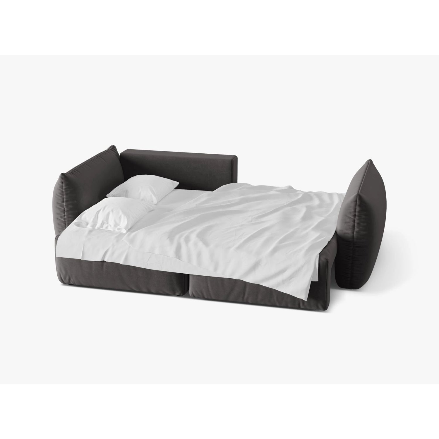 Bloom Modulares 3-Sitzer Ecksofa mit Schlaffunktion und Bettkasten, Linke Seite, aus Samt in Dunkelgrau (Casino Graphite), 250x152 cm von Micadoni – Bild 4